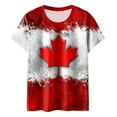 thumbnail image 4 of Tshirts for Women Canadian Flag Graphic Print Short Sleeve Tee Tops Happy Canada Day Classic Fit Outfits Blouses, 4 of 4