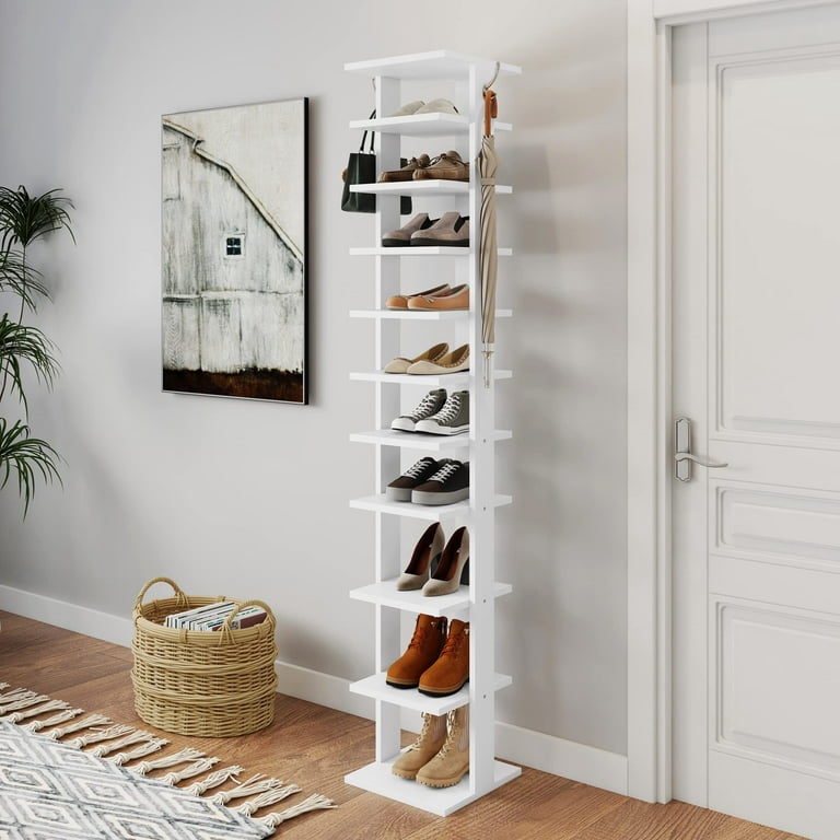 DOORSOUT 8 Tiers Shoe Rack, Vertical Shoe Rack for Small Spaces, Narrow  Shoe Rack for Entryway, Tall Shoe Rack Organizer, Stackable Free Standing  Shoe