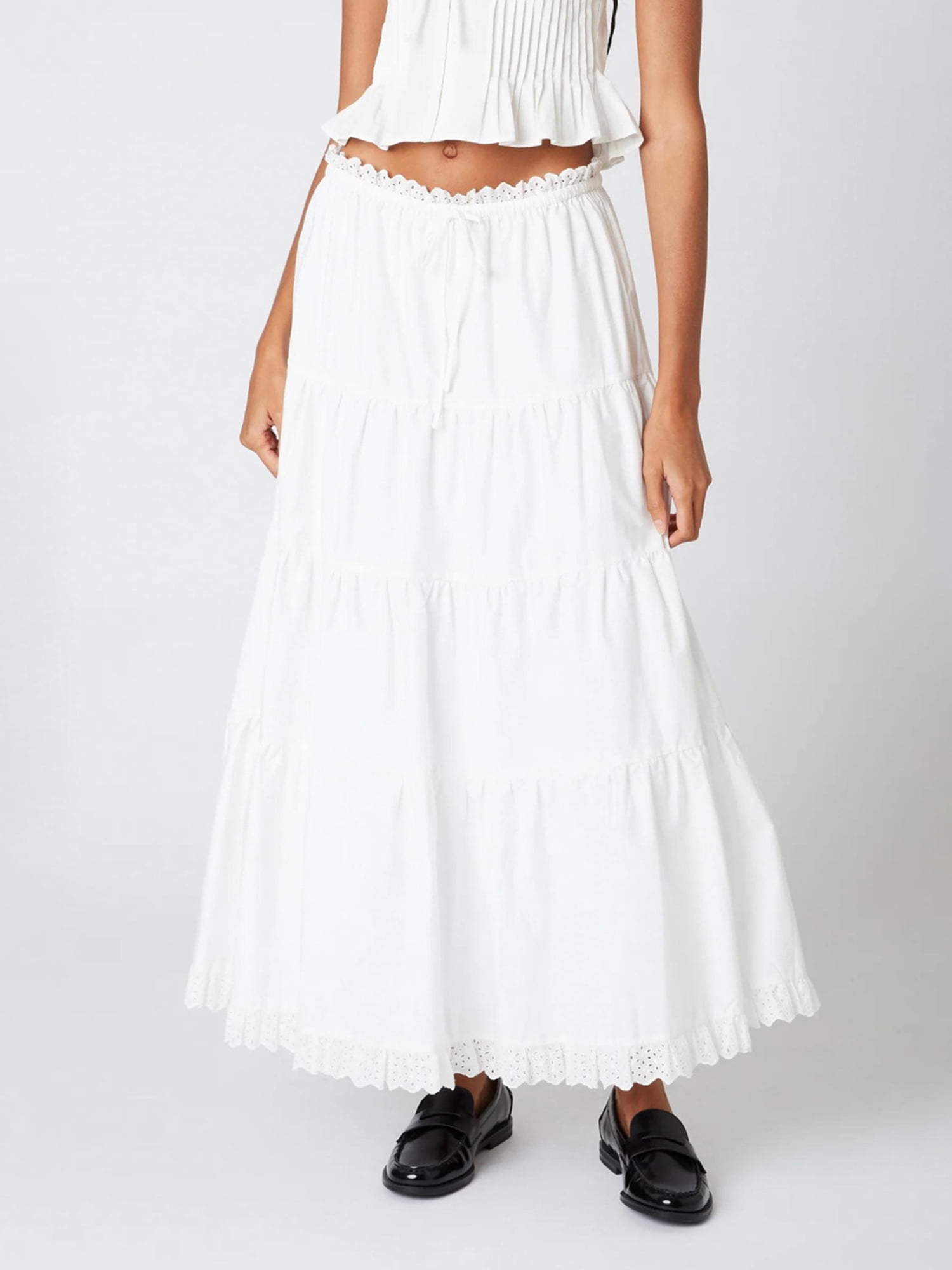 Jupe Longue Bohème Femme 2025 - Taille Haute élastique, Volants, Style Cargo - Polycoton Fluide - Toutes Saisons