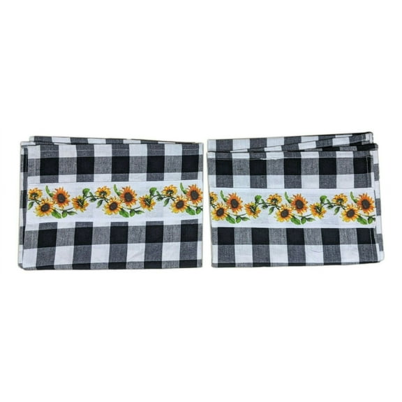 The Country House Collections Sunflower Black Check Kitchen Towels (2 Count)
