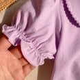 thumbnail image 6 of Fnooota Girls Cotton T-shirts, Casual Crew Neck Puff sleeve Cute Kids Summer Tees Purple Size 6, 6 of 7