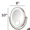 thumbnail image 3 of Jerdon 8 inch by 10 inch Oval Wall-Mounted Lighted Makeup Mirror with 10X-1X and 15X Spot Magnification, Nickel Finish, Direct Wire -Model HL9515NLD, 3 of 12