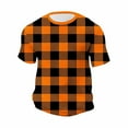 thumbnail image 4 of Zylanna Men's T-Shirts Tee, Summer Short Sleeve Crew Neck Plaid Fashion Tops for Mens Orange, 4 of 6