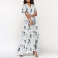 thumbnail image 5 of UoCefik Floral Maxi Dresses for Women 2025 Summer Elegant Flutter Sleeve Long Flowy Dresses Trendy V Neck Garden Party Dress White XL, 5 of 8