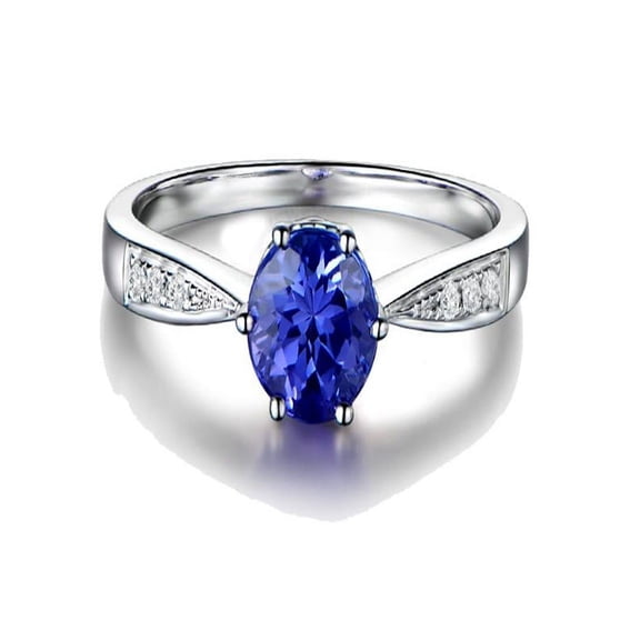 Affordable Antique Half Carat Sapphire and Diamond Engagement Ring in White Gold