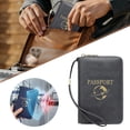thumbnail image 2 of Passport Holder for Travel Essentials,Artificial Leather Cover Wallet,Passport Book Case for Women and Men,Multi-Functional Passport Wallet with Zipper & Wristlet Strap,Travel Essentials,Grey,1PC, 2 of 9