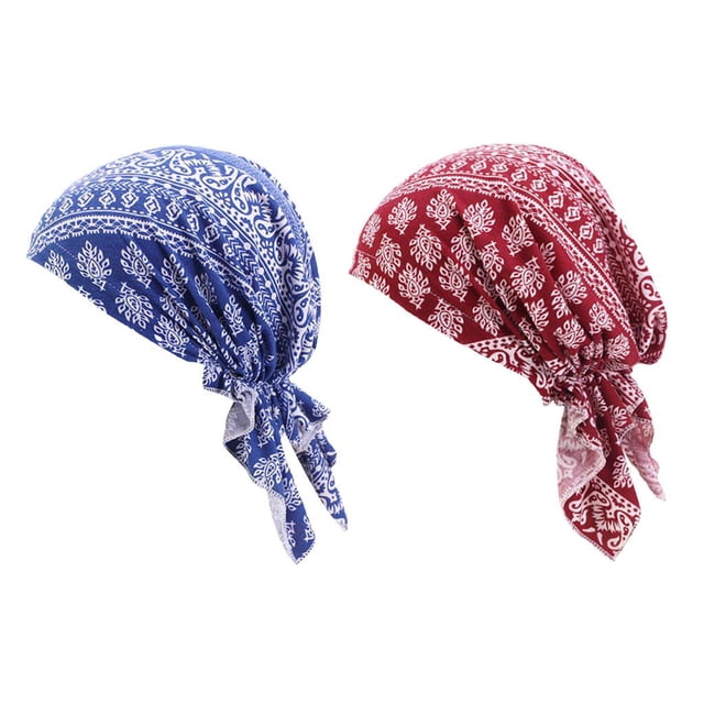 Paquete de 2 Gorro de Quimio con Turbante Hugo Gorra de quimio con turbante musulmán