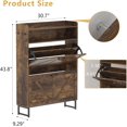 thumbnail image 2 of Shoe Cabinet with 2 Flip Drawers, Freestanding Hidden Shoe Storage Organizer for Entryway, Narrow Slim Shoe Rack Cabinet with Open Storage & Hooks for Front Door Entrance, Living Room, Hallway, Brown, 2 of 14