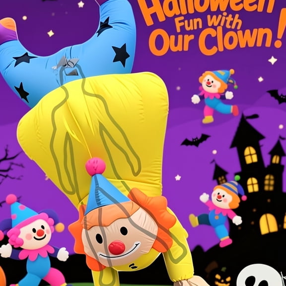 Inflatable Upside Down Clown Costume For Adults - Halloween Funny Party Outfit,Height 59"–74.8",Clown