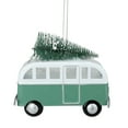 thumbnail image 2 of 4" Green and White Retro Style Bus with Christmas Tree Hanging Ornament, 2 of 2