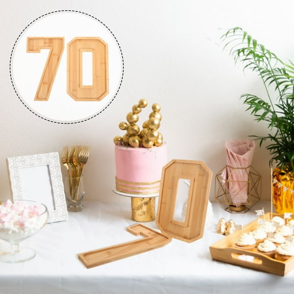 OUNONA Wood Number 70 Charcuterie Tray for Snack Food Candy Cake Cookies Brown Multifunctional Serving Tray Widely Used for Home 70