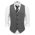thumbnail image 3 of COOFANDY Men's Slim Fit Tweed Suit Vest Formal Business Herringbone Waistcoat, 3 of 10