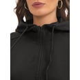 thumbnail image 6 of DARING DIVA Women's Stylish Cropped Half Zip Hoodie with Trendy Side Slits S Black, 6 of 7