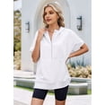 thumbnail image 3 of Women'S Loose Zip Hooded T-Shirt White XL, 3 of 7