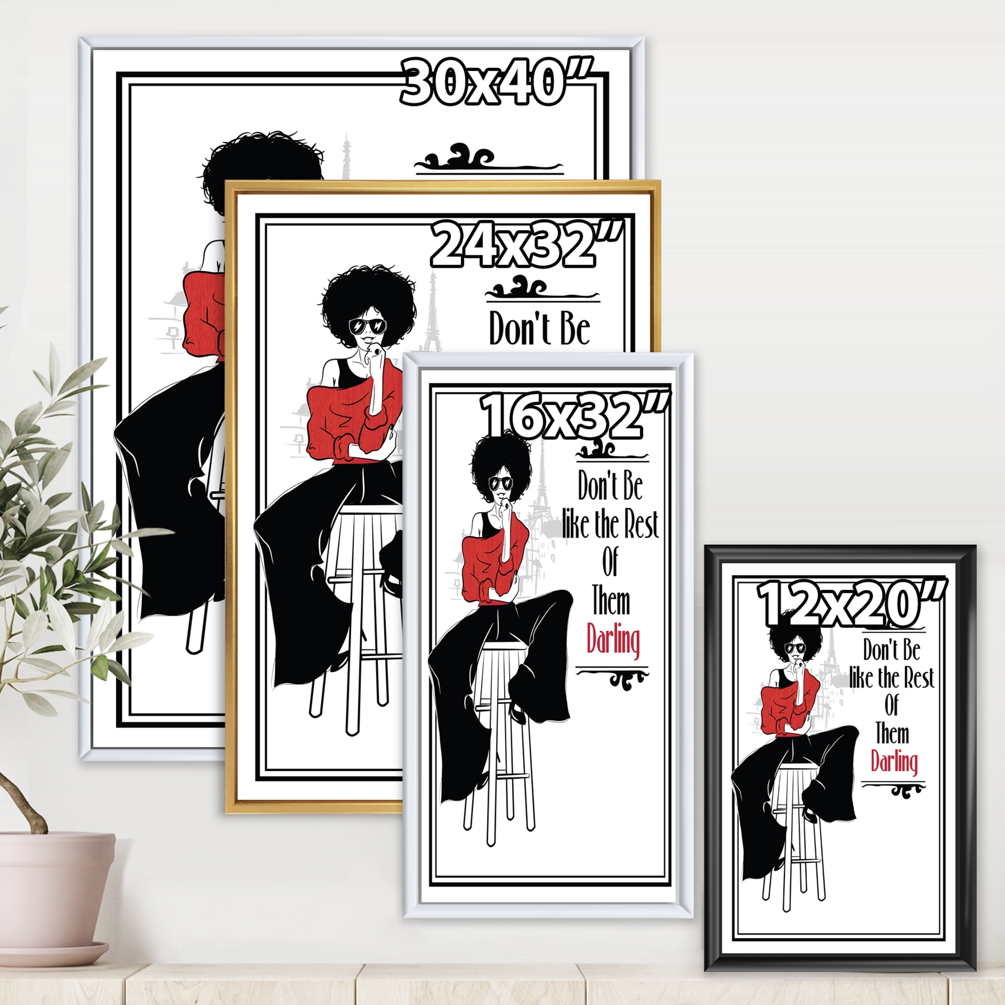 Designart 'Style Passion Life Fashion Woman VI' Modern Framed Canvas Wall Art Print