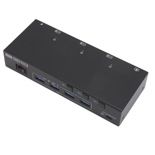 Conmutador KVM De Interfaz Multimedia HD, 2 Monitores 3 Computadoras Conmutador KVM USB De Alta Compatibilidad Para Oficinas Para PC Portátiles