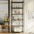 thumbnail image 2 of Casacomoda 6-Tier Tall Bookshelf, Large Bookcase with Steel Frame, Deep Book Shelf for Living Room, Home Office, Study, Industrial Style, Black, 2 of 6