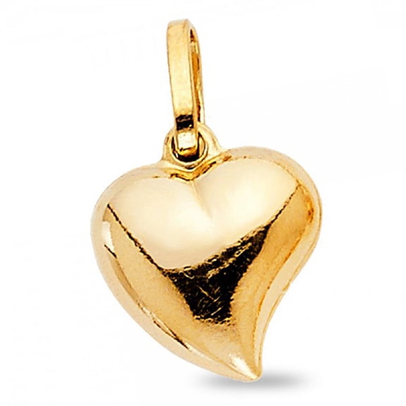 Bubble Heart Pendant Solid 14k Yellow Gold Love Charm Polished Genuine Love Design 13 x 13 mm