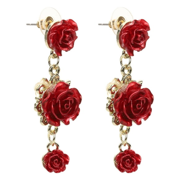 1 Pair Rose Earrings Flower Dangle Earrings Vintage Earrings Statement Earrings for Women