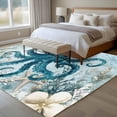 thumbnail image 4 of Octopus Blue Area Rug 5x8 FT, Non Slip Bedroom Throw Carpet, Coastal Starfish Nautical Anchor Flower Washable Soft Floor Carpet Non-Shedding Rug for Living Room Nursery Dorm Office, 4 of 9