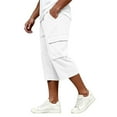 thumbnail image 4 of Sewkxo Men Cargo Pants Fashion 2026 Elastic Waist Drawstring Straight Leg Capri Exercise Pant Summer Casual Baggy Work Sweatpant with Multi Pockets,White M, 4 of 7