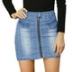 thumbnail image 1 of Allegra K Faldas de mezclilla para mujer Minifalda de mezclilla de cintura alta ajustada con cremallera frontal Azul M, 1 of 7