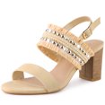 thumbnail image 1 of Sandalias De Tacón Grueso Allegra K Con Correa En El Tobillo Y Hebilla Boho Beige 9, 1 of 6