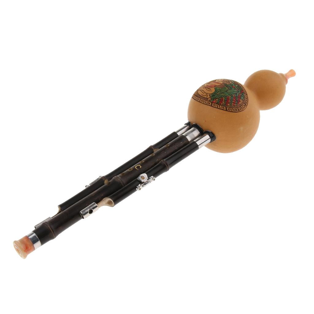 LeeQinersw Chinese Handmade Hulusi Black Bamboo Gourd Cucurbit Flute Ethnic Instrument Key