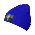 thumbnail image 2 of LNWH Knitted Acrylic Hat, Abstract Forest Ink Painting Pattern Winter Beanie Hat for Cold Weather, Blue, 2 of 4