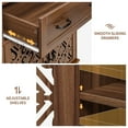 thumbnail image 5 of LFGUIZO 59″ Walnut Retro Sideboard with 4 Heart Shaped Carved Doors, 2 Drawers and 2 Adjustable Shelves, Dining Room,Living Room, TV Cabinet, 5 of 6