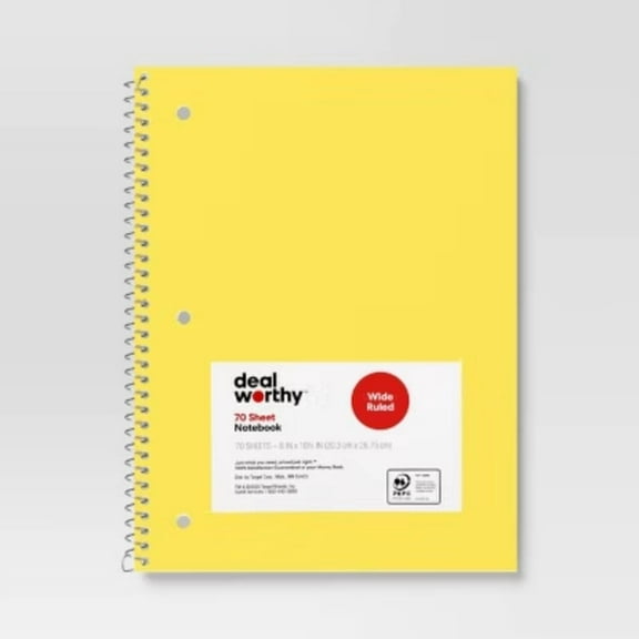 Wide Rule Spiral Notebook Yellow -