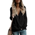 thumbnail image 1 of Suéter de mujer, suéter de otoño e invierno, suéter de punto cruzado con cuello en V, blusas holgadas elegantes y sexys, sudadera, blusas tipo túnica de manga larga (L), 1 of 4