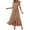 Khaki, variant on ShomPort Flowy Dress for Women Summer Elegant V-Neck Ruffle Dress Wrap Tie Textured Beach Maxi Dress