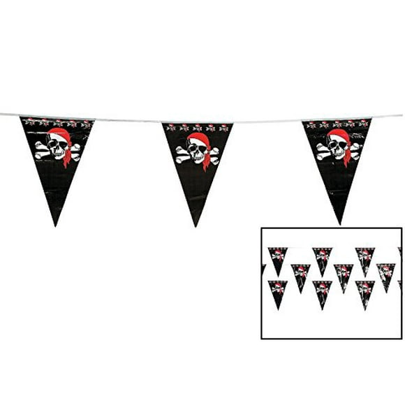 Fun Express - Pirate Pennant (100ft) for Party - Party Decor - Hanging Decor - Pennants - Party - 1 Piece