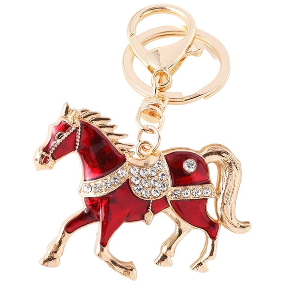 Jiibva Rhinestone Horse Keychain Alloy Horse Keyring Sparkling Crystal Bag Keyring for Women Car Key Fob Charm Stylish Pendant for Handbags Backpacks