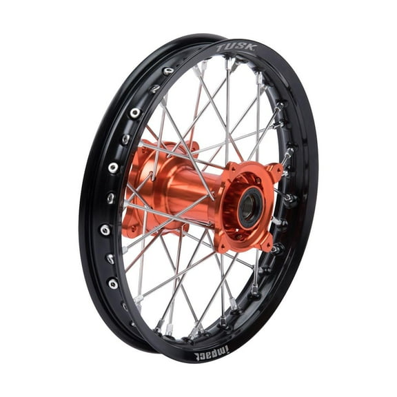 Tusk Impact Complete Wheel - Rear 14 x 1.60 Black Rim/Silver Spoke/Orange Hub For KTM 85 SX 17/14 2012-2020