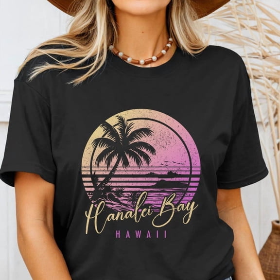 Hanalei Bay Hawaii Shirt Hawaiian Surf Tshirt Vintage Retro Kauai Souvenir Tee Surfer Gift Idea Unisex T-shirt