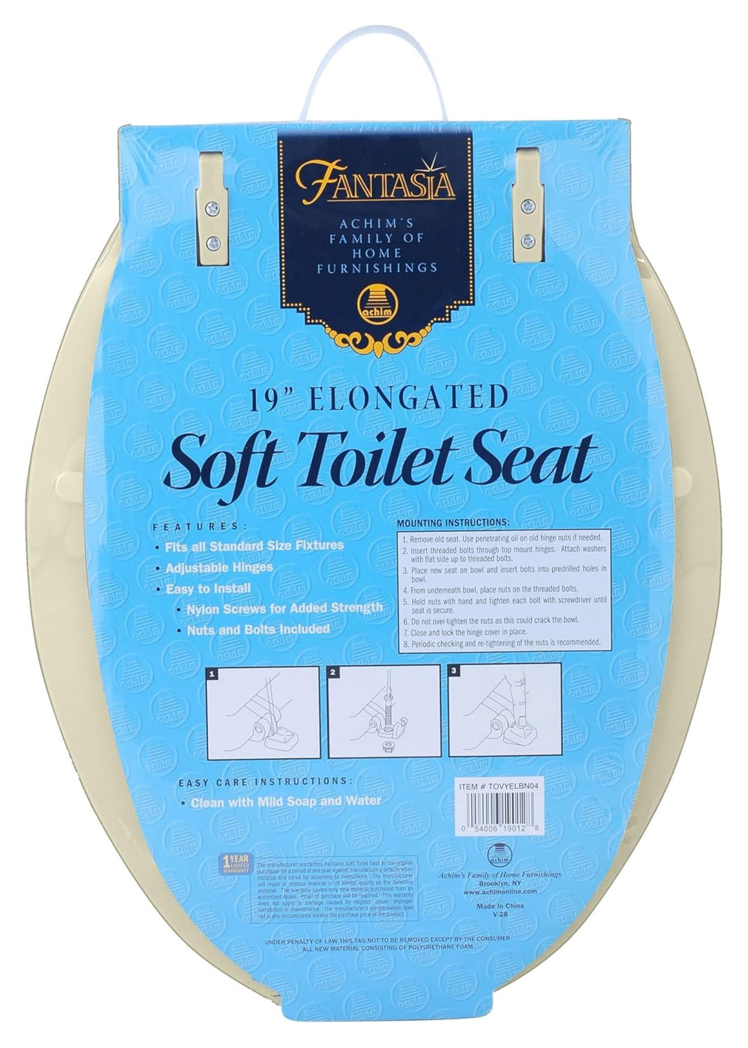 Adjustable Hinges Soft Elongated Toilet Seat, Vinyl Toilet Seats with Non Slip Grip Tight Bumpers, Oval Shape Heavy Duty Plastic Bathroom Toilet Seat Close Lid Set, Bone