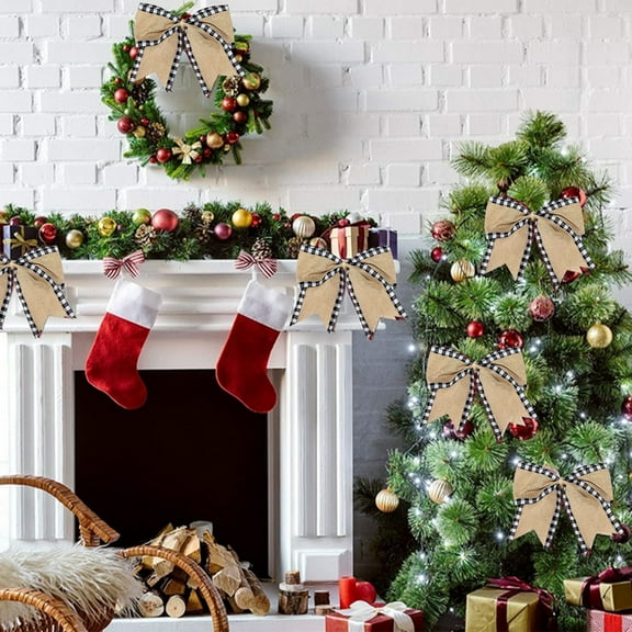 HongHeng 1 Roll Christmas Buffalo Plaid Wired Edge Ribbons Christmas Tree Burlap Fabric Craft Ribbon Wrapping Ribbon with Checkered Edge, 216 Inch (Black and White,2.5 Inch Width)