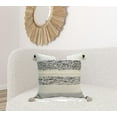 thumbnail image 3 of HomeRoots 10 x 22 x 22 in. White & Black Zippered Cotton Blend Ribbed Throw Pillow with Tassels, 3 of 3