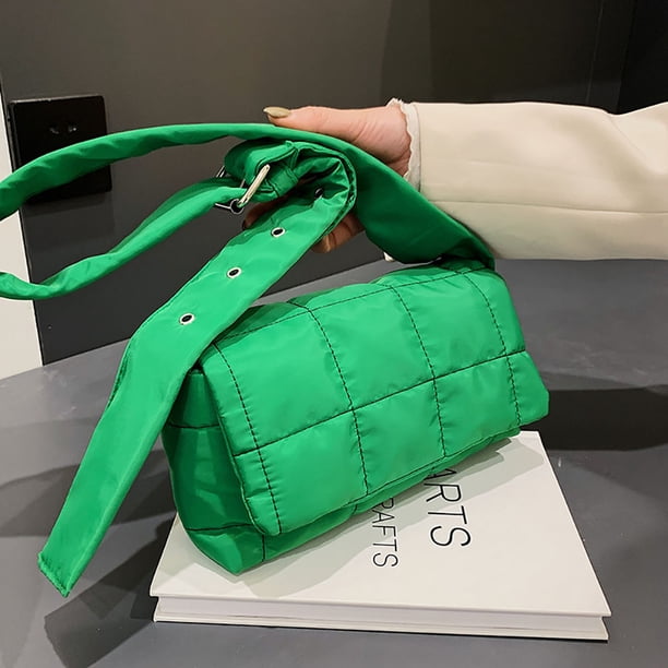 Bolsa Bolso acolchado de nailon y algodón para mujer, bandolera de color sólido (verde) Tmvgtek Para estrenar