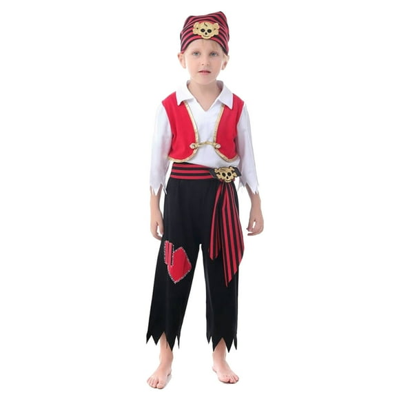 WOYY Toddler Boys Outfits Pirate Captain Co_Stume Kids Dress Up Clothes Set, Sizes 3-4T