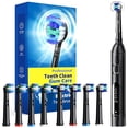 thumbnail image 1 of TEETHEORY Cepillo de dientes eléctrico giratorio para adultos con 8 cabezales de cepillo (2 tipos), cepillo de dientes eléctrico de limpieza profunda de 4 modos con potencia recargable y temporizador, 1 of 5