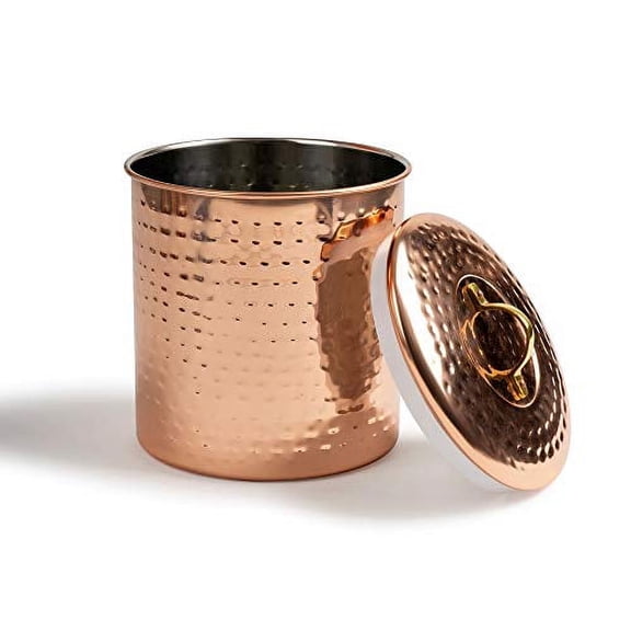 NuSteel Hammered Copper 1 QT Stainless Steel Canister, Beautiful Food Storage Container for Kitchen Counter, Tea, Sugar, Coffee, Caddy, Flour Canister with Rubber seal lid,TG-843C-1