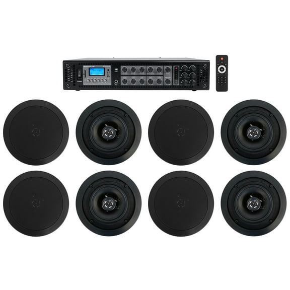 Home Audio System 8) 5.25" Black Ceiling Speakers 4 Bedroom/Living Room/Bathroom