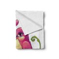 thumbnail image 2 of Animal Soft Flannel Fleece Throw Blanket, Parrot Couple on the Branch with Heart Deep Intimate Mutual Feelings Art, Cozy Plush for Indoor and Outdoor Use, 60" x 80", Pink Teal White, by Ambesonne, 2 of 6