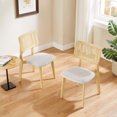 thumbnail image 5 of Art Leon Mid Century Dining Chairs Set of 2, Fabric Rattan Cane Back with Ash Frame, Off-White, 5 of 7