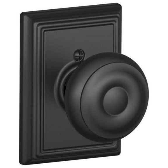 Georgian Knob with Addison Trim Non-Turning Lock, Matte Black (F170 GEO 622 ADD)