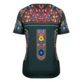 thumbnail image 3 of Enwejyy Womens Summer Casual Round Neck Short Sleeve Ethnic Floral Print Blouse Tunic T-Shirt Tops, 3 of 4