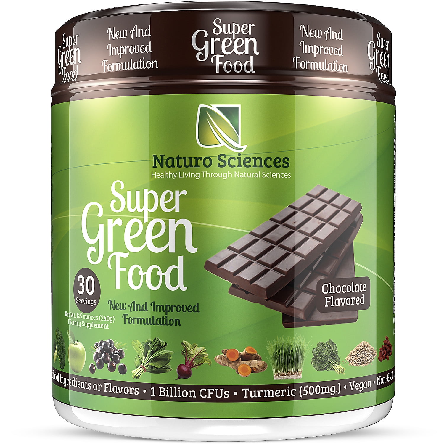 Naturo Sciences Super Green Food Powder, 100 Natural, Chocolate Flavor